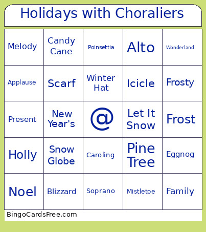 Happy Holidays, Choraliers Bingo Card