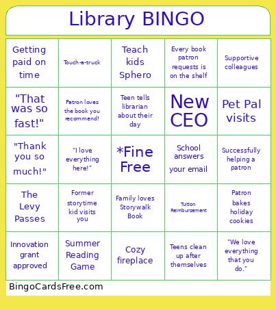 Happy Library Bingo Card