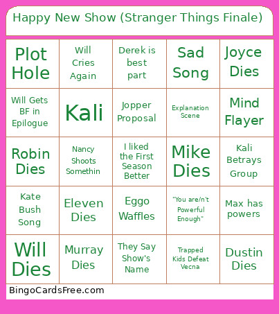 Happy New Show (Stranger Things Finale) Bingo Card
