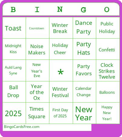 Happy New Year 2025 Bingo