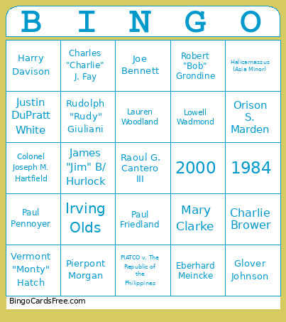 Hard 125th Bingo Card