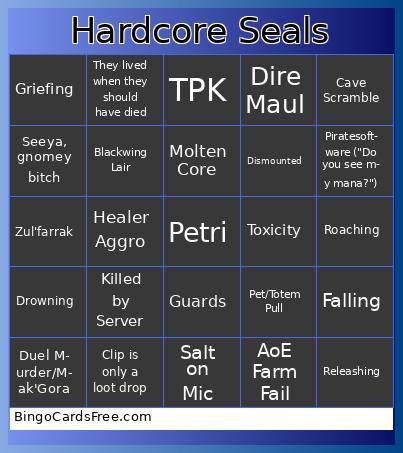 Hardcore Moments Bingo