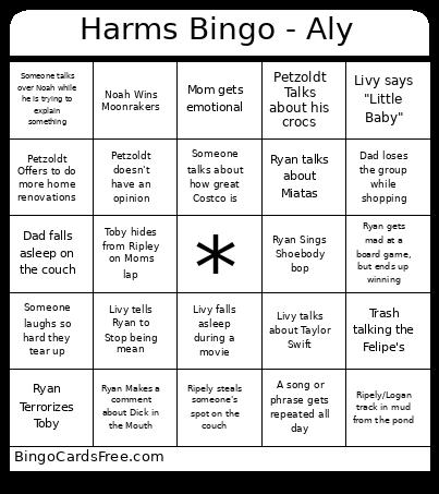 Harms - Aly Bingo Card