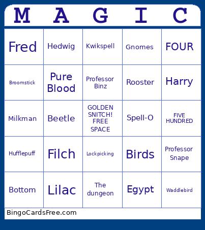 Harry Potter Movie Trivia Bingo