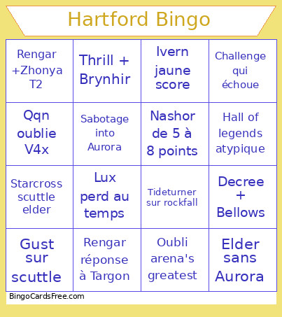 Hartford Bingo Card