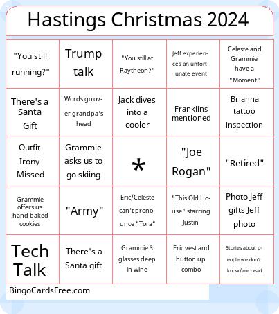 Hastings Christmas 2024 Bingo