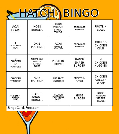 HATCH Bingo Card