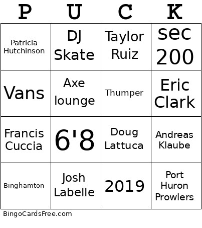 Hattricks Bingo Card