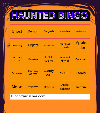 Haunted OOOO Bingo Card