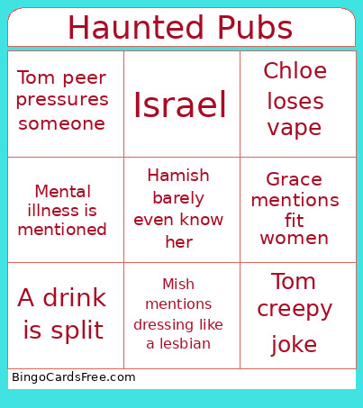 Haunted Pub Vibes Bingo Card