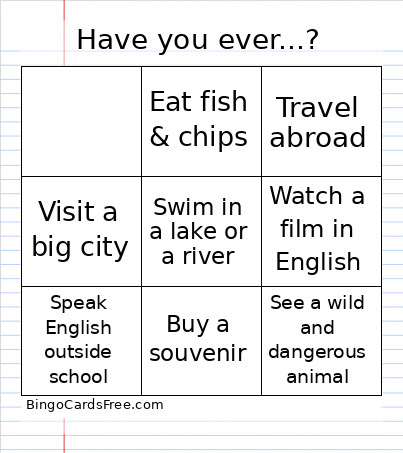 Have You Ever...? Bingo Card
