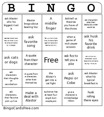 Hazbin Helluva Bingo Card