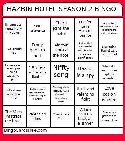 HAZBIN HOTEL SEASON 2 BINGO