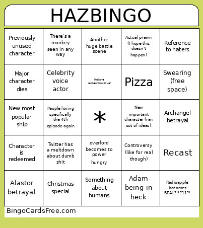 HAZ Bingo Card