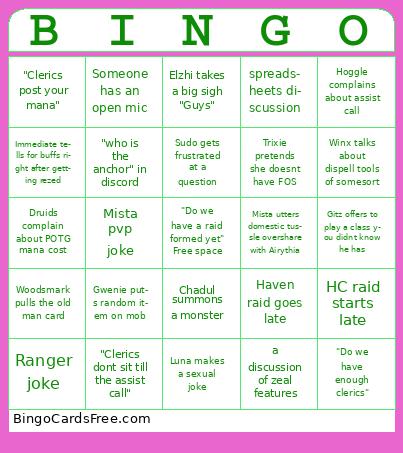 HC Haven Raiding Bingo