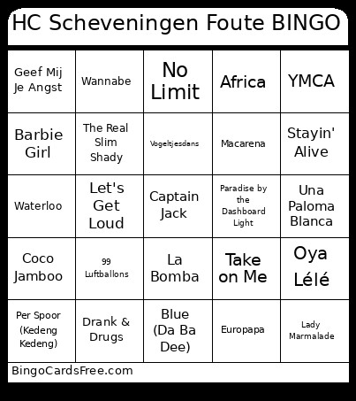 HC Scheveningen Foute Bingo Card