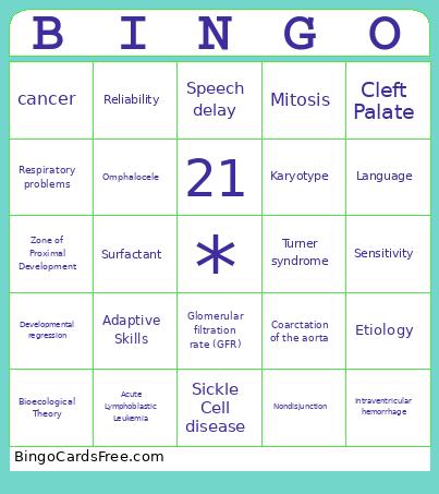 HDFS 314 Exam 1 Review Bingo Card