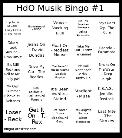 HdO Musik #1 Bingo Card
