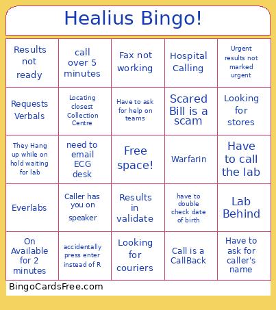 Healius Bingo! 