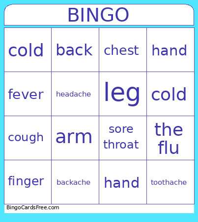 Health Bingo Card