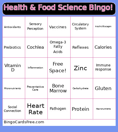 Health And Food Science Bingo Card