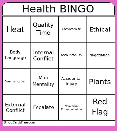 Health Bingo Card