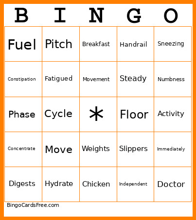 HEALTH TEACHING Bingo Card