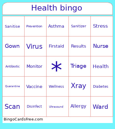 Health Words Bingo Card