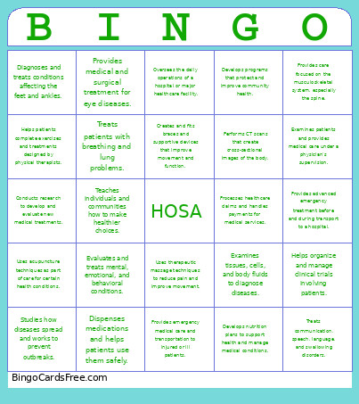 Healthcare Bingo Card