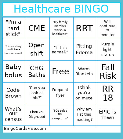 Healthcare Bingo Card
