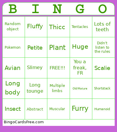 Hear Me Out Bingo Card