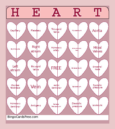 Heart Bingo Card