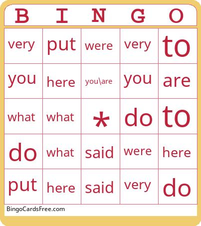 Heart Words Bingo Cards Free Pdf Printable Game, Title: BINGO