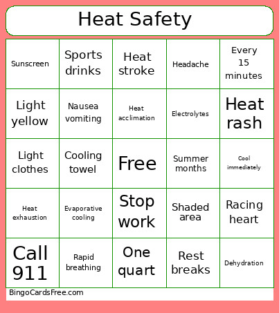 Heat Transcor Bingo Card