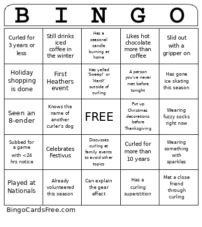 Heathers Holiday Bingo Card