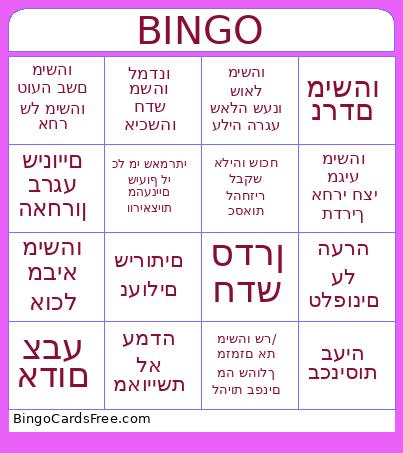 Heichal Bingo Card