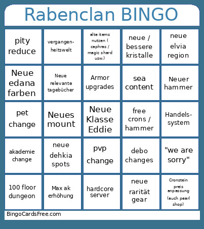 Heidel Ball 2026 Rabenclan Bingo Card
