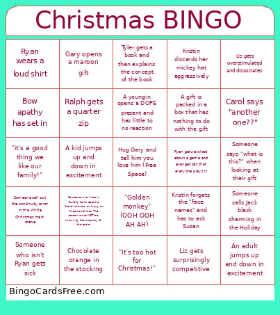 Heiss Christmas Bingo Card