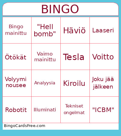 Helldivers Bingo Card