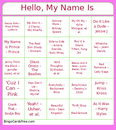 Hello, My Name Is Bingo Card