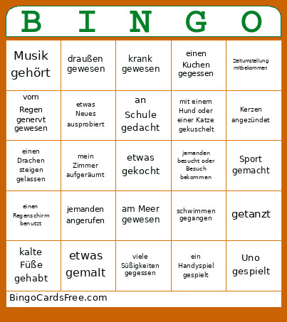 Herbstferien- Bingo Card