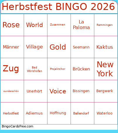 Herbstfest 2026 Bingo Card