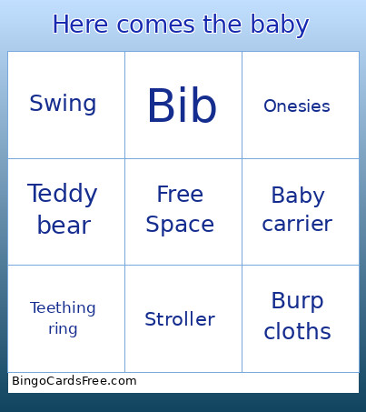 Here Comes The Baby Bingo Card