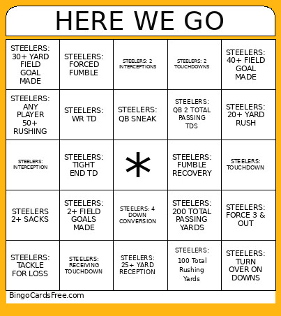 HERE WE GO Bingo Card
