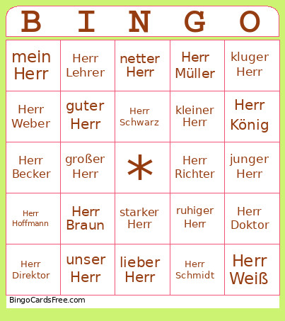 Herr Afjkajh Bingo Card