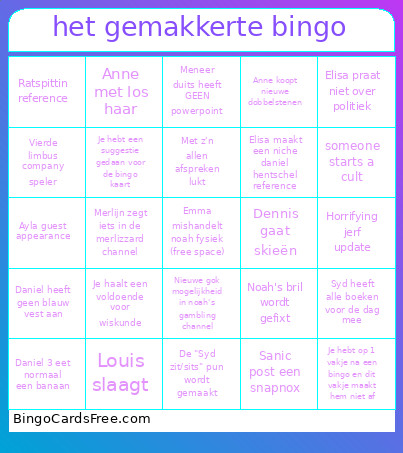 Het Gemakkerte Bingo Card