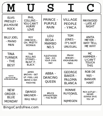 HET WAL MUZIEK Bingo Card