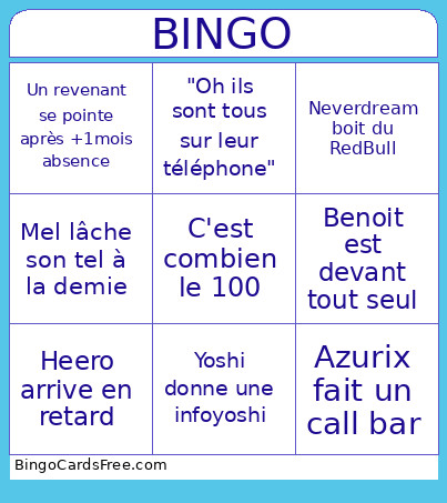 Heure De Raid Bingo Card