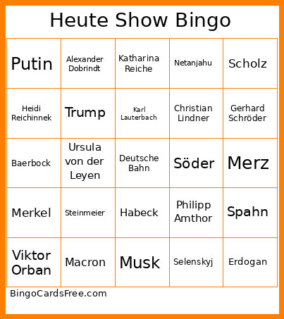 Heute Show Bingo Card