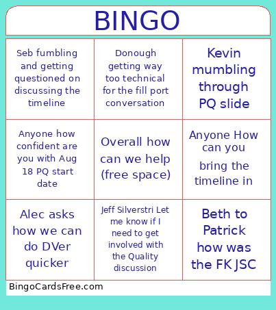 Hevsh Bingo Card